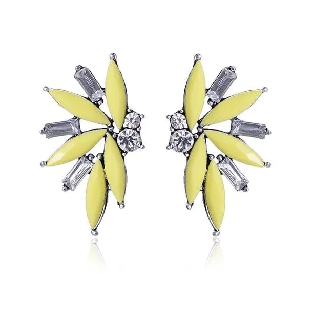 Colorful Crystal Opal Stone Angle Wings Stud Earrings