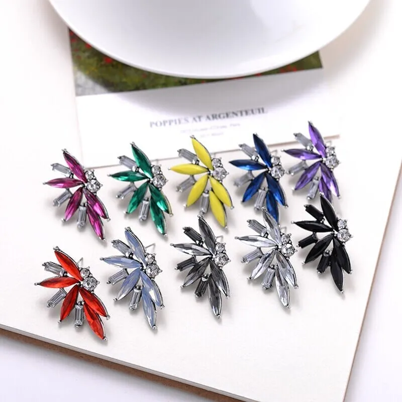 Colorful Crystal Opal Stone Angle Wings Stud Earrings