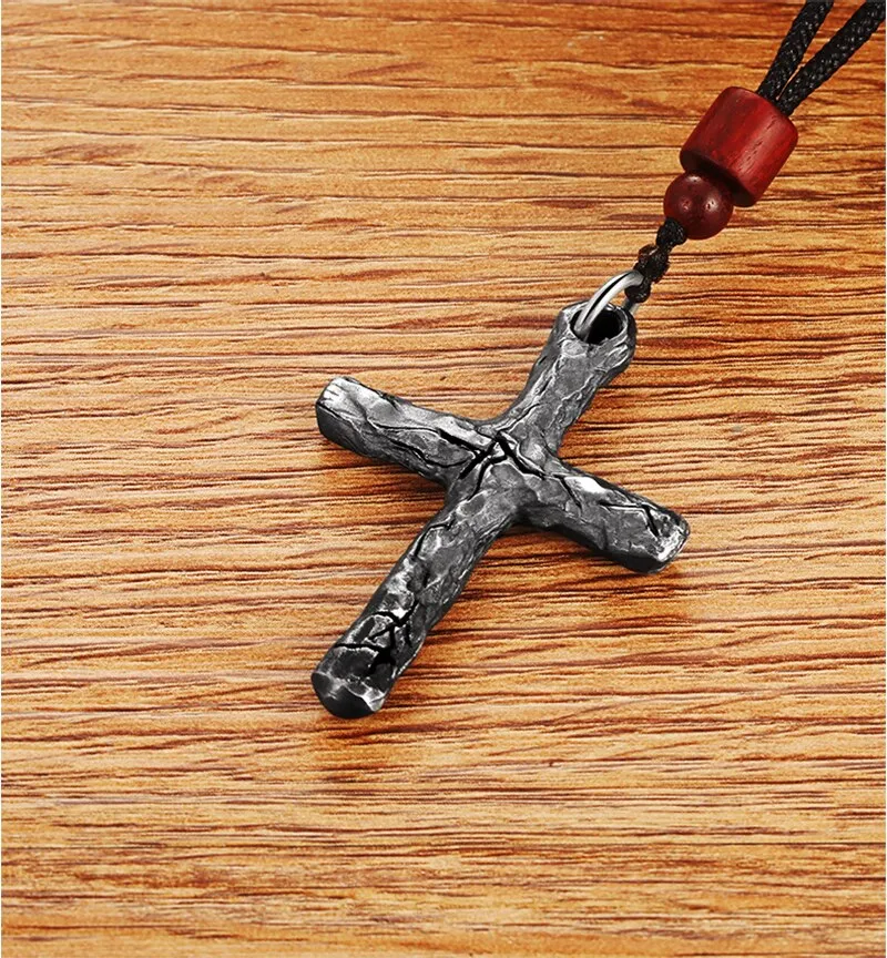 Crack Cross 925 Sterling Silver Vintage Punk Rock Biker Pendant Necklace