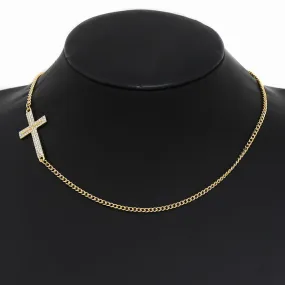 Cross Side Pendant Short Necklace