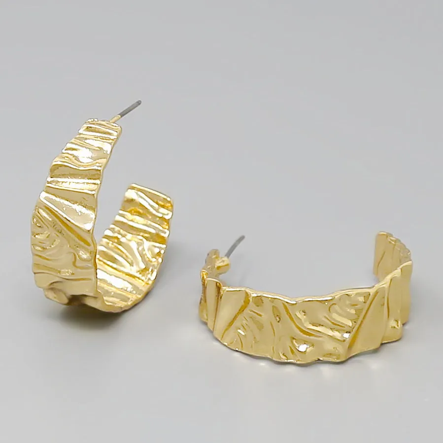 Crumpled Metal Hoop Earrings