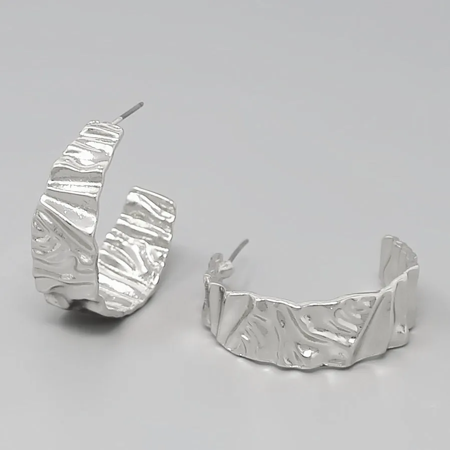 Crumpled Metal Hoop Earrings