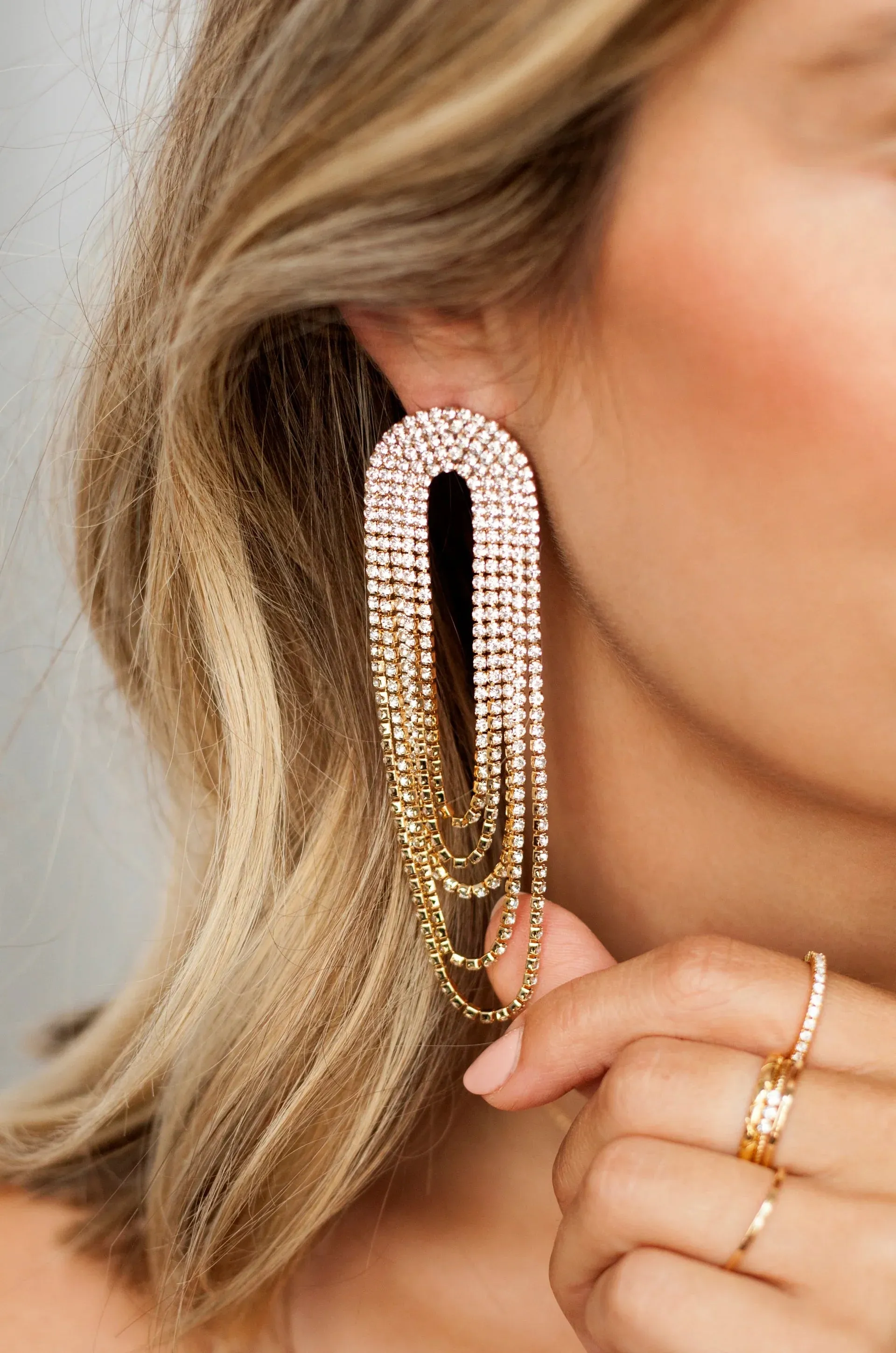 Crystal Drape Fringe Earrings