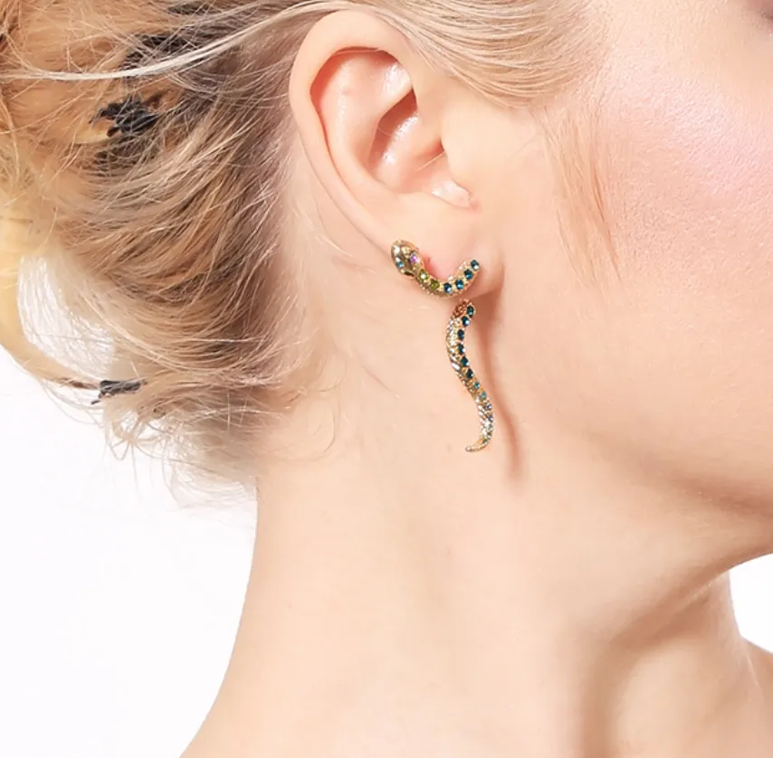 Crystal Snake Drop Earrings