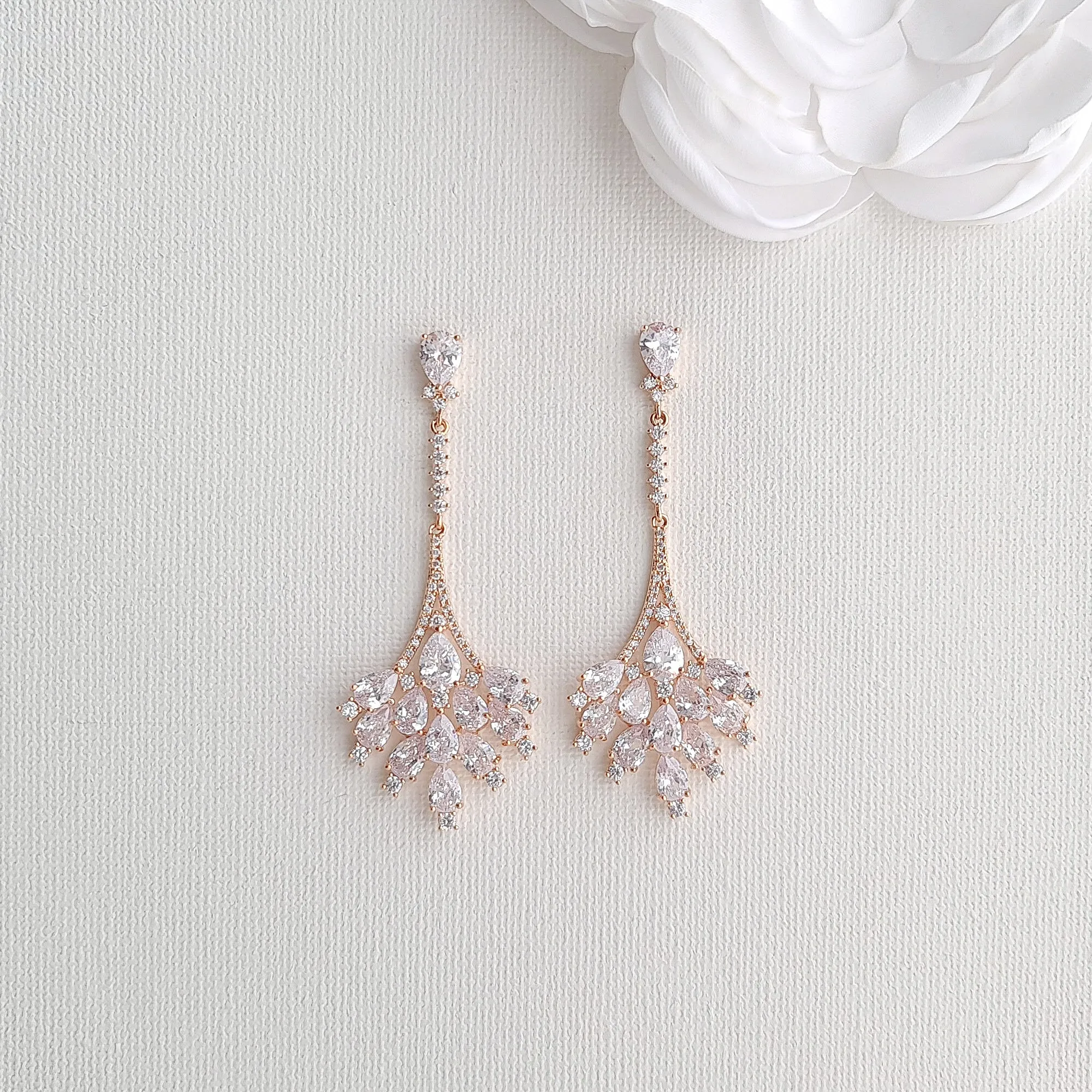 Dangling Chandelier Earrings for Wedding and Special Occasions-Yana