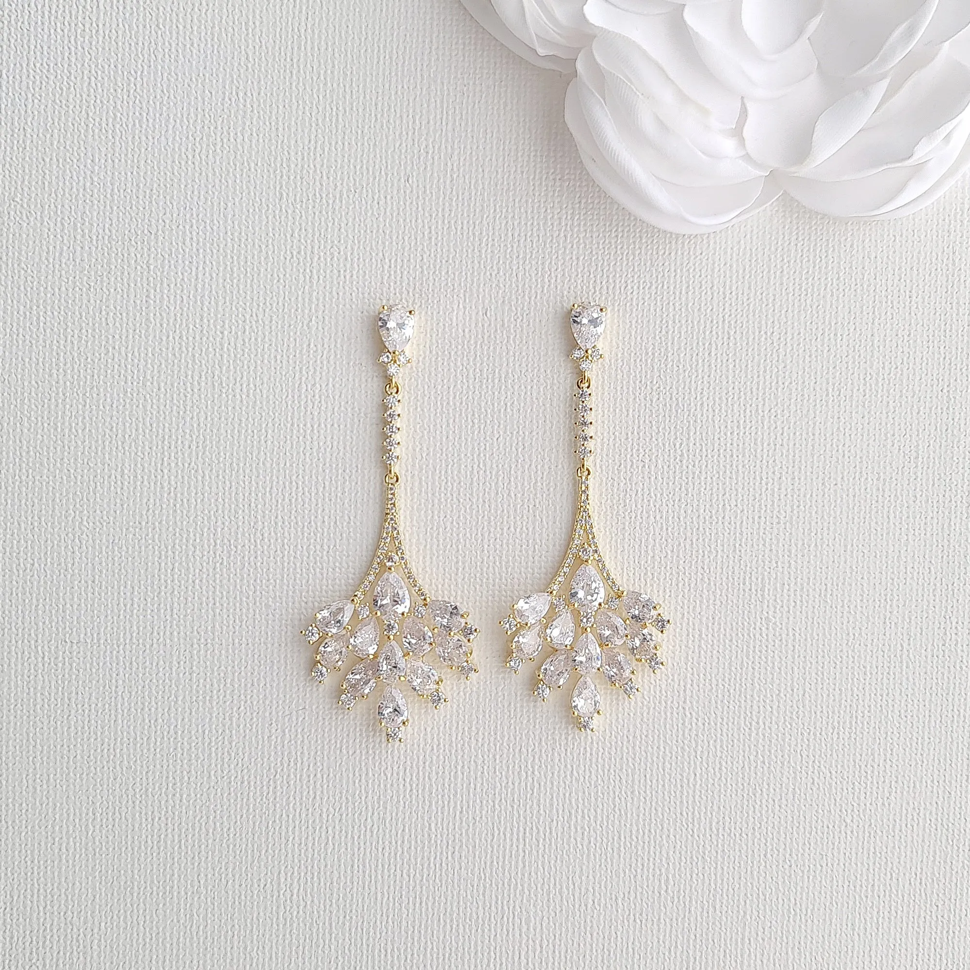 Dangling Chandelier Earrings for Wedding and Special Occasions-Yana