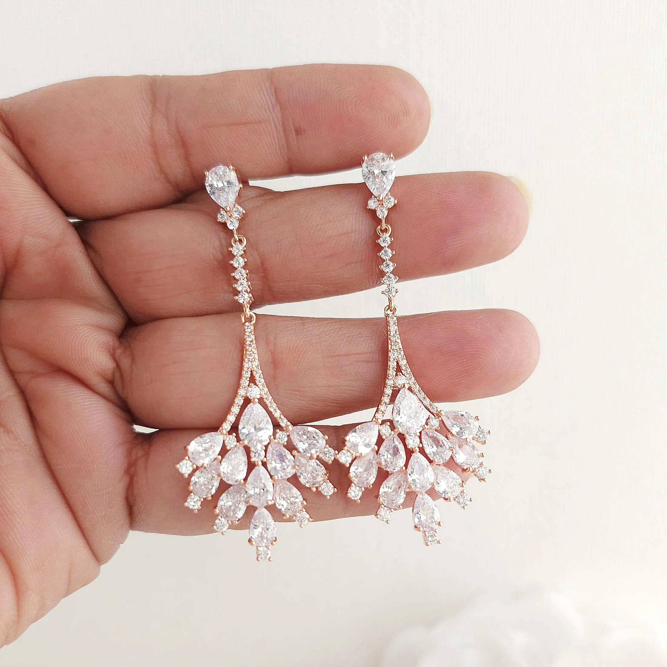 Dangling Chandelier Earrings for Wedding and Special Occasions-Yana