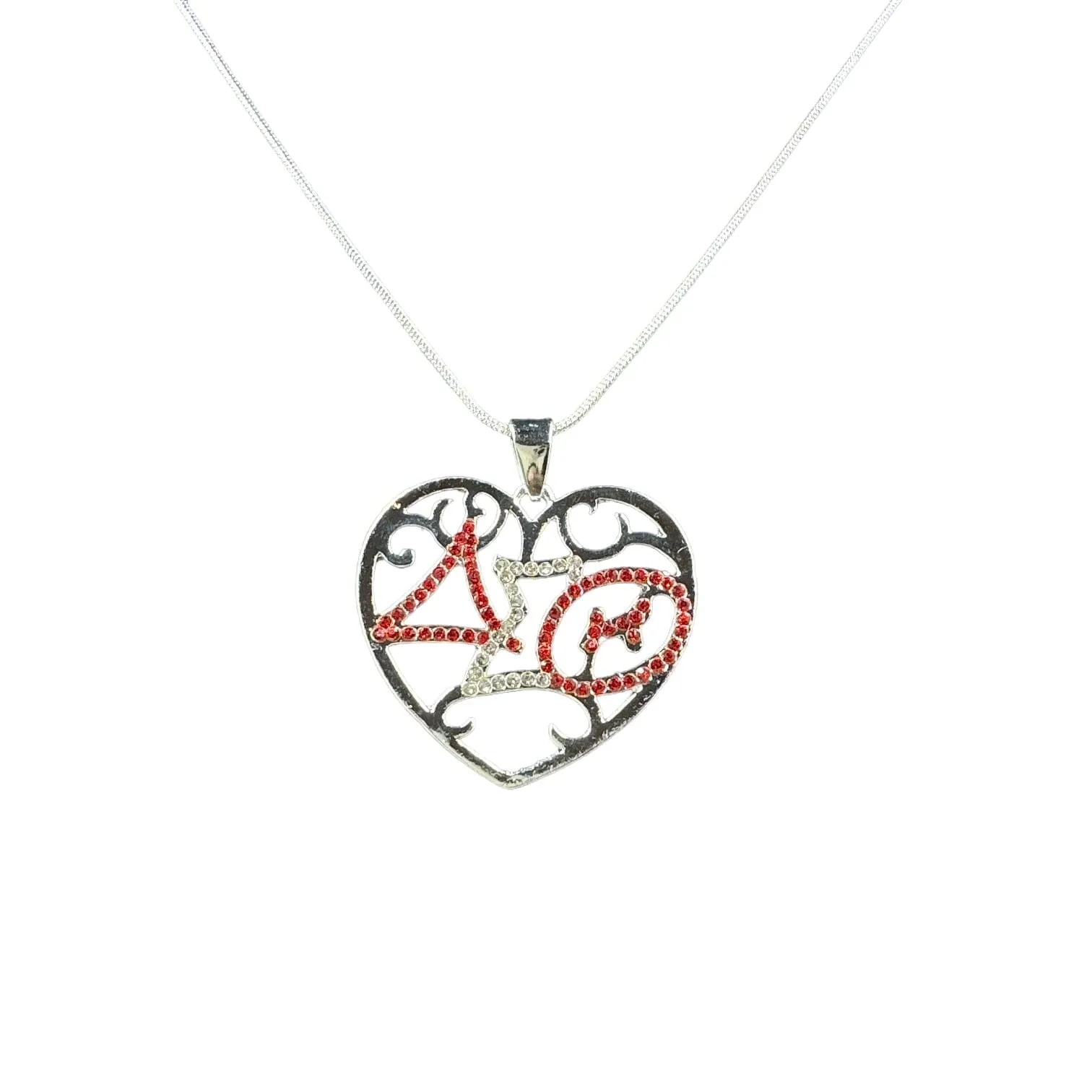 Delta Sigma Theta Austrian Crystal Heart Necklace