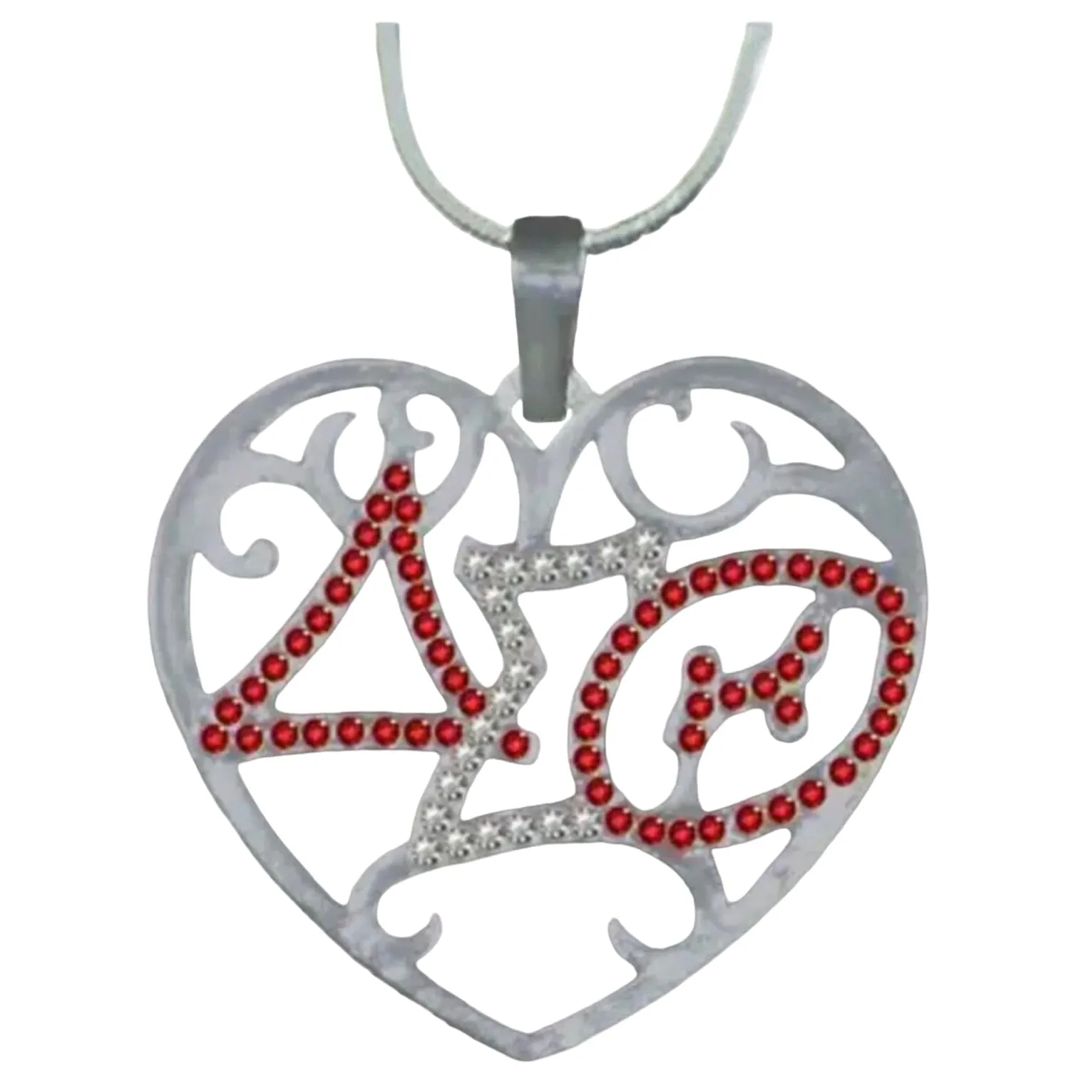 Delta Sigma Theta Austrian Crystal Heart Necklace