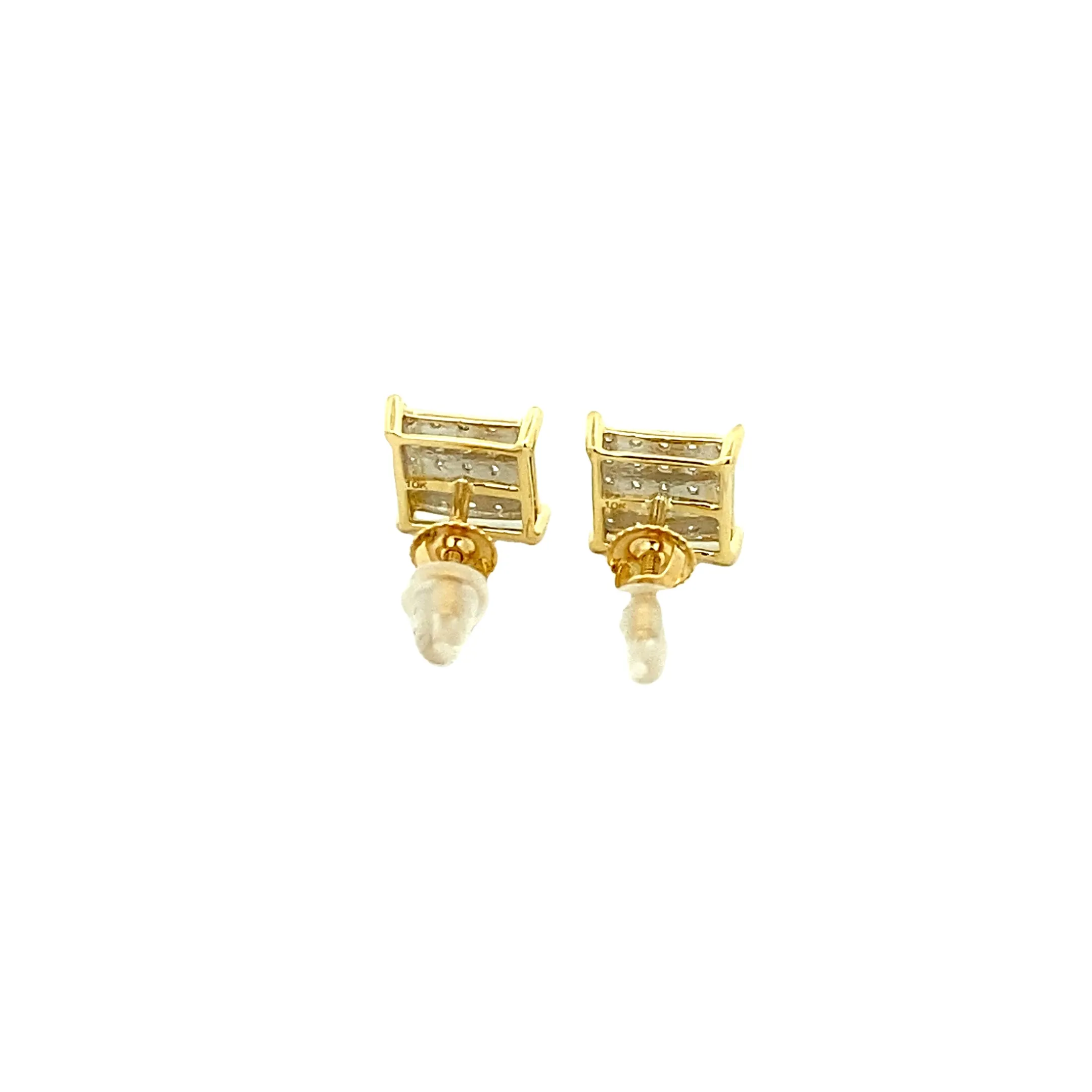 Diamond 0.15Ctw Square Shaped Earrings