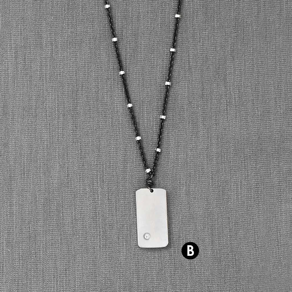 Diamond Dogtag Necklace  (N116)