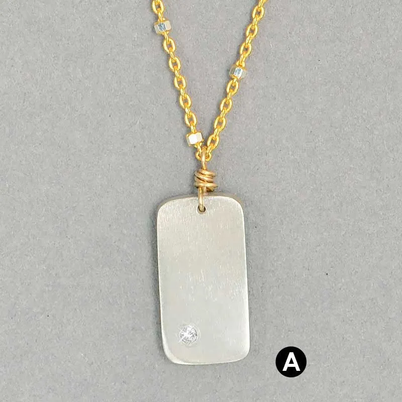 Diamond Dogtag Necklace  (N116)