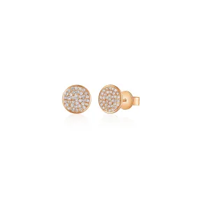 Diamond Pave Disc Earrings in Rose Gold