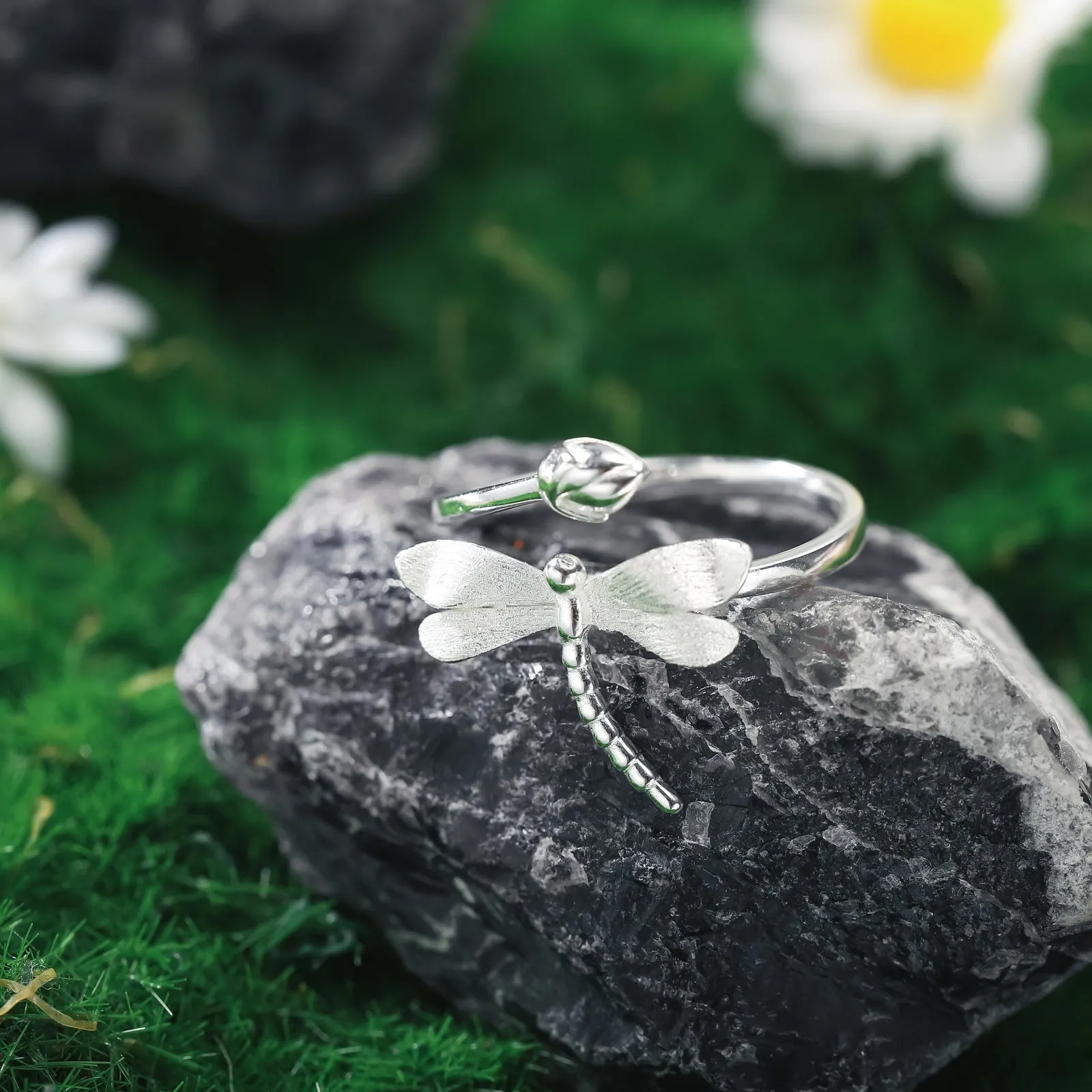 Dragonfly & Lotus Bud Ring