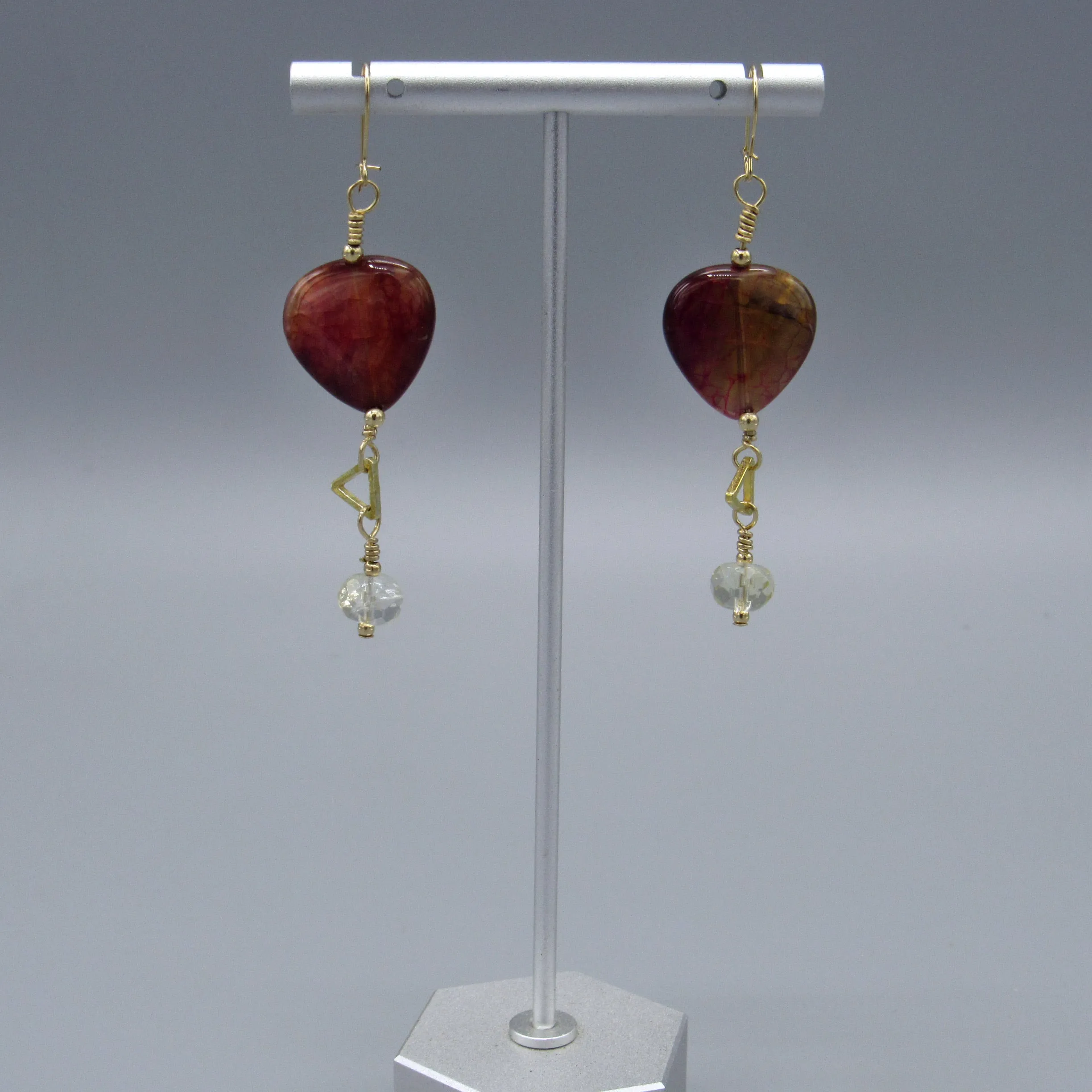 Dragon’s Vein Agate Gemstone, Citrine, Gold Vermeil, 14 kt gf, Drop Earrings