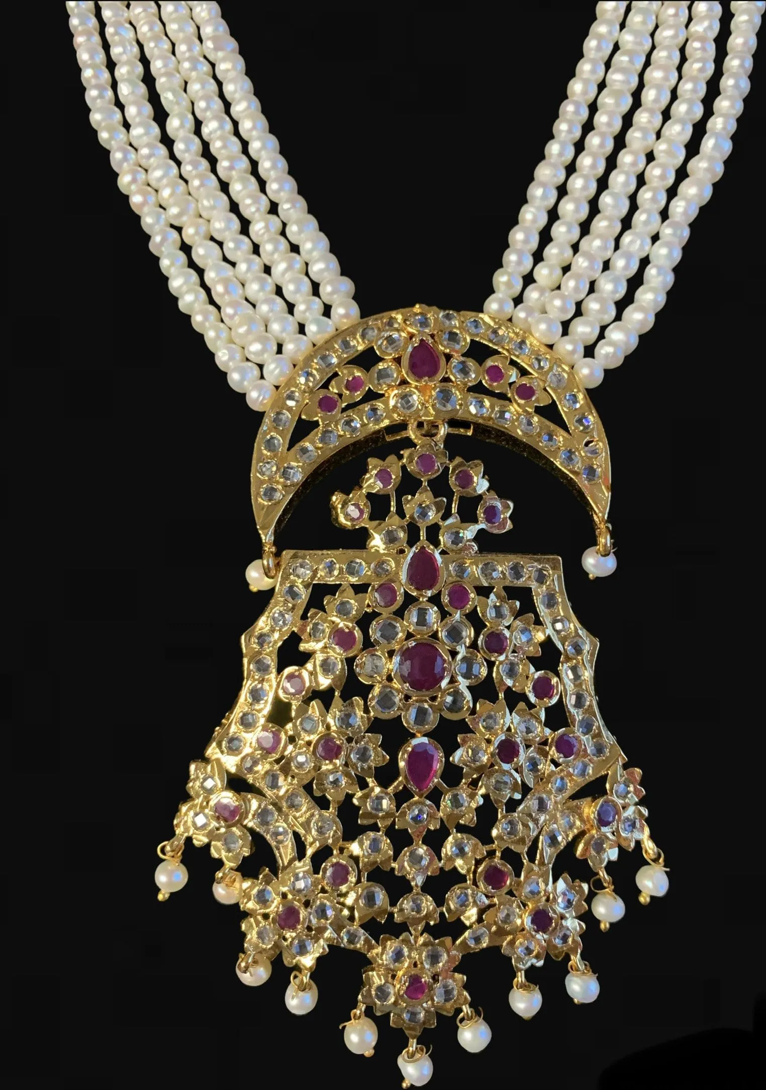 Dua hyderabadi Rani haar in fresh water pearls ( READY TO SHIP )