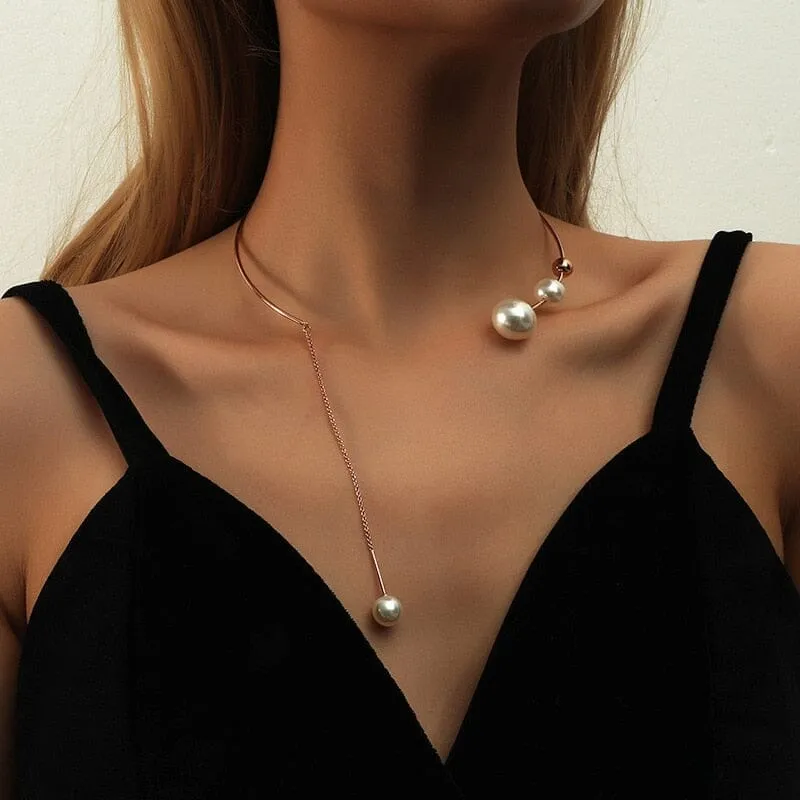 Elegant Simple Water-wave Pearl Necklace