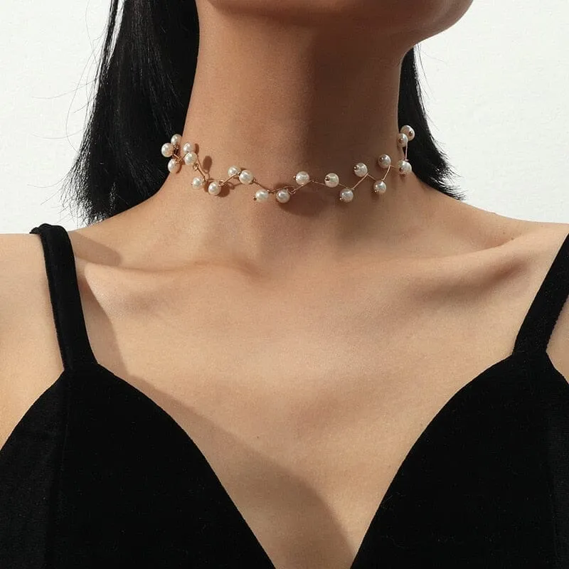 Elegant Simple Water-wave Pearl Necklace