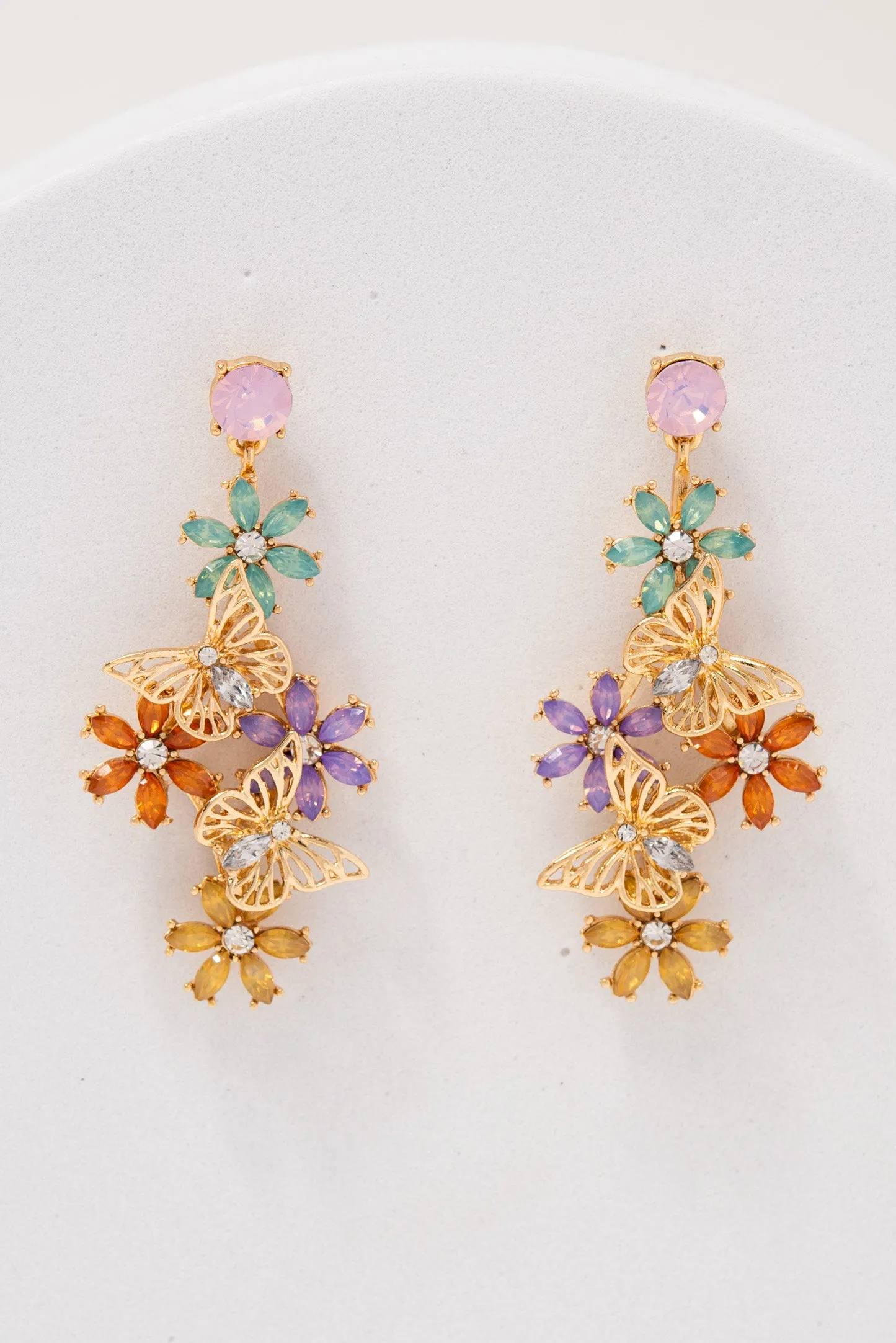 Ella Butterfly Crystal Drop Earrings