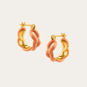 Enamel Gold Chain Link Hoop Earrings