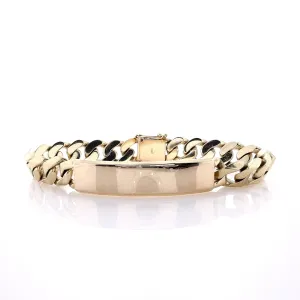 Estate 14k Yellow Gold Men's Curb Chain ID Bracelet