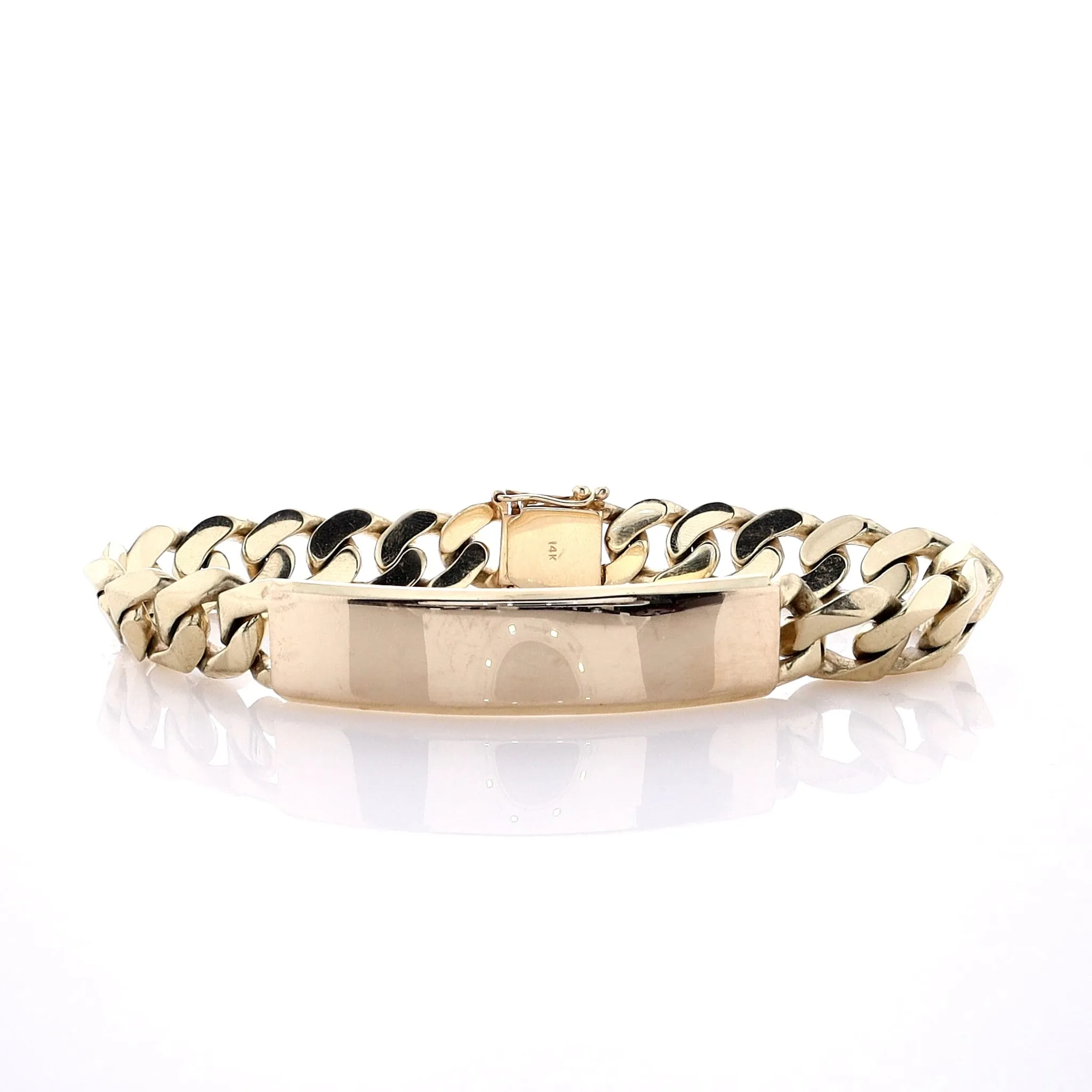 Estate 14k Yellow Gold Men's Curb Chain ID Bracelet