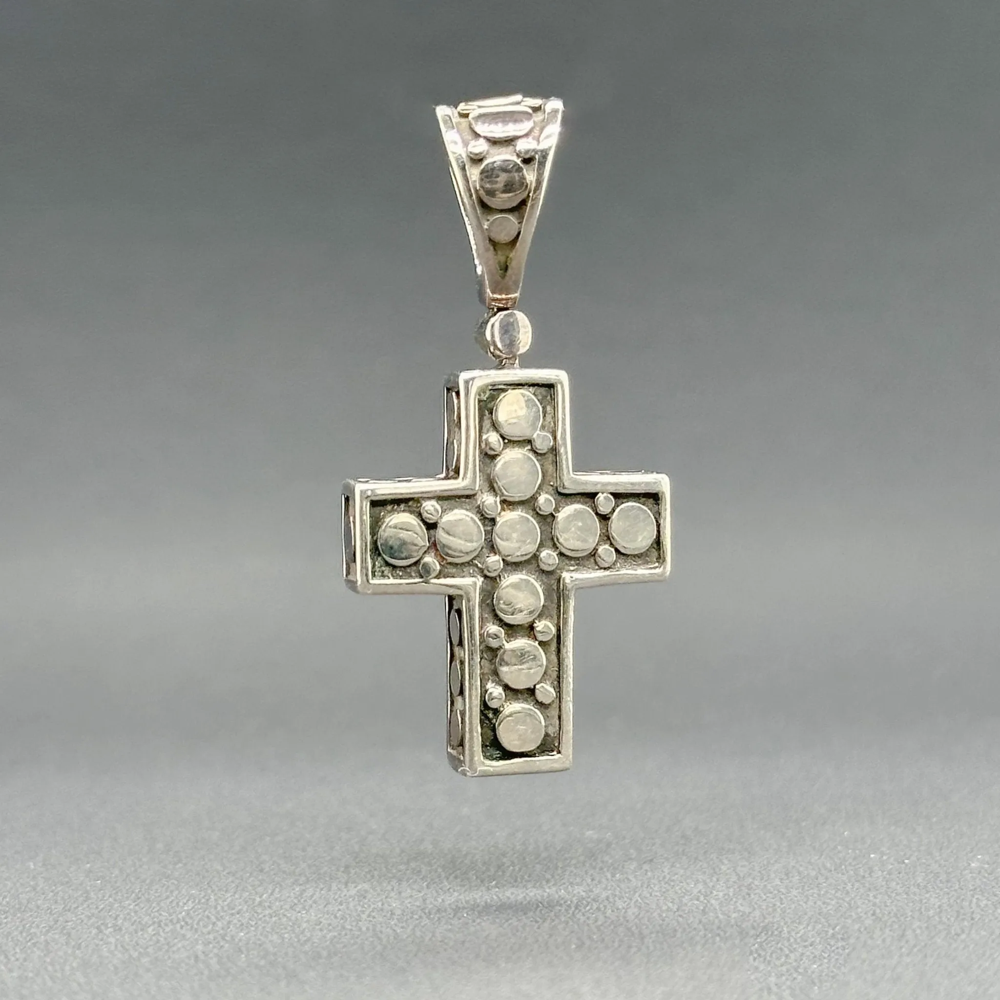 Estate John Hardy SS 14 Two Tone Dot Cross Pendant