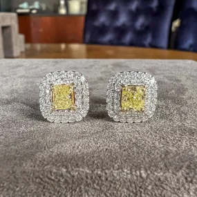 Fancy Yellow Diamond Earrings