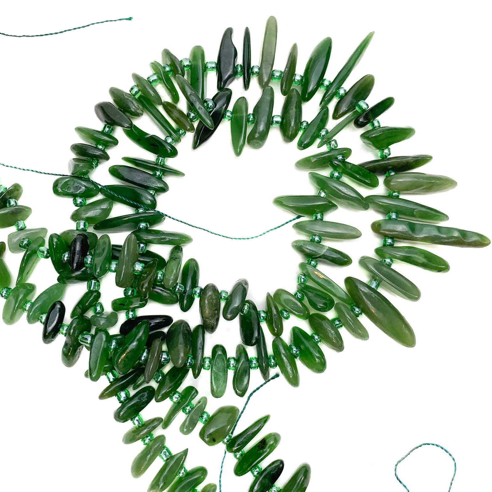 Fine Green Aventurine Shards Bead Strand