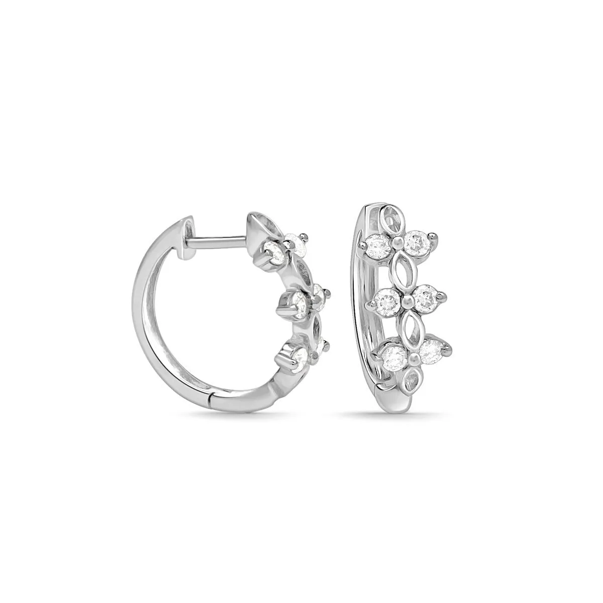 Floral Diamond Huggie Earrings