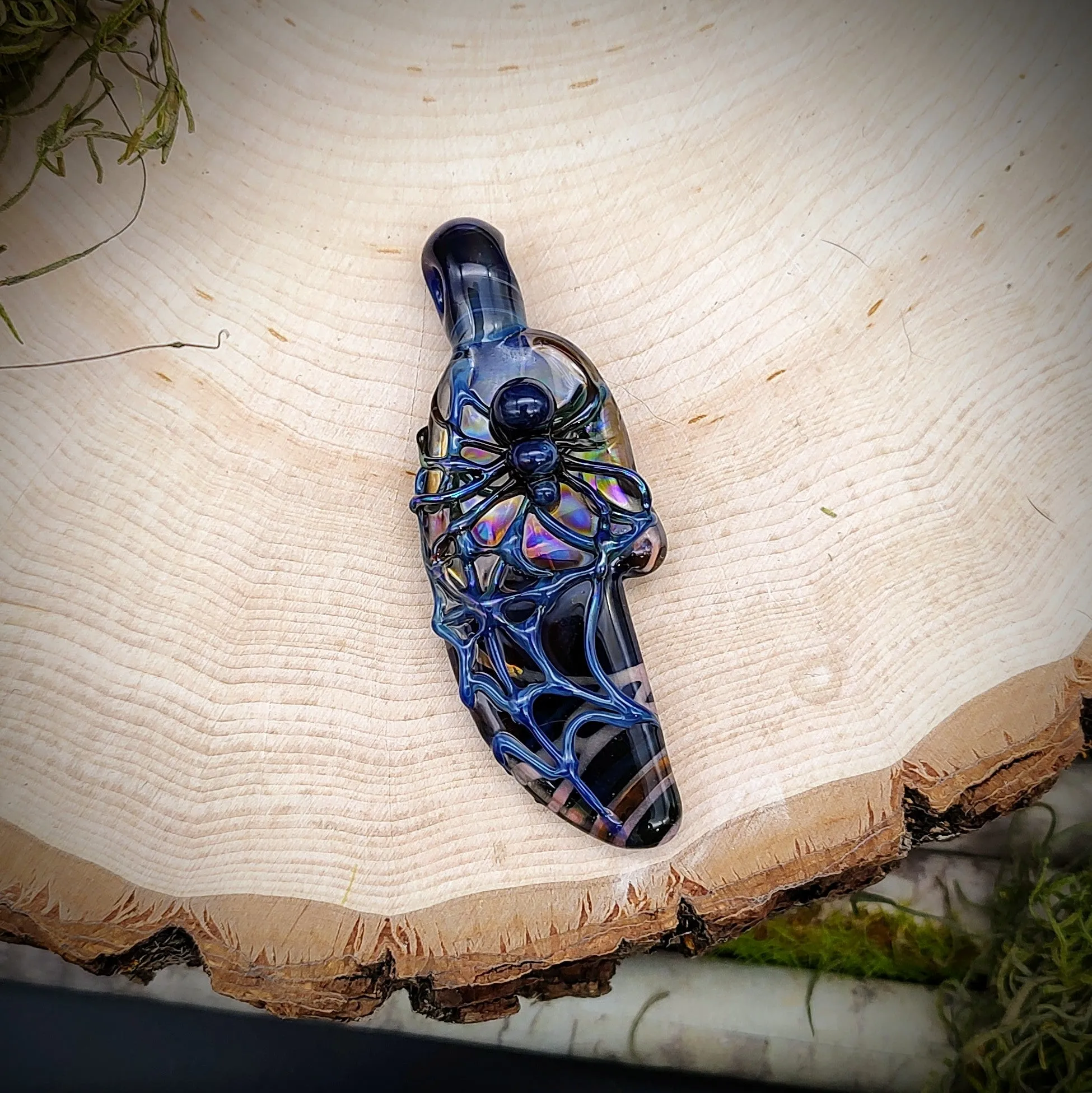 Fumed Spider Pendant (Ready To Ship)