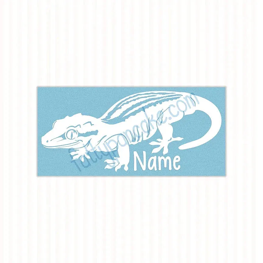 Gargoyle Gecko Decal - Striped, Waterproof Vinyl Decal, Cute Reptile Gift