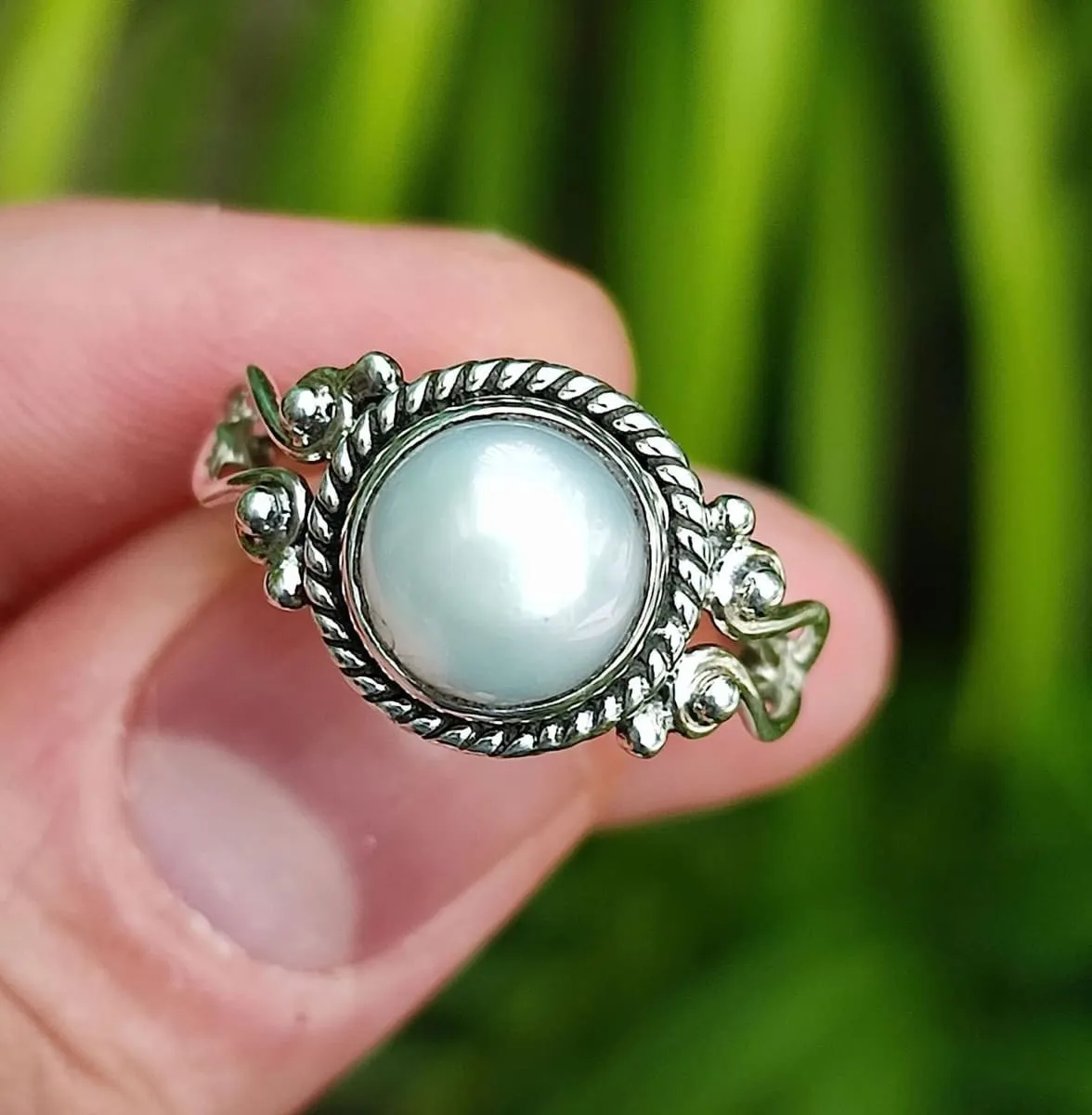 Genuine Fresh Water Pearl handmade Elegant Ring 925 Sterling Solid Silver Jewelry