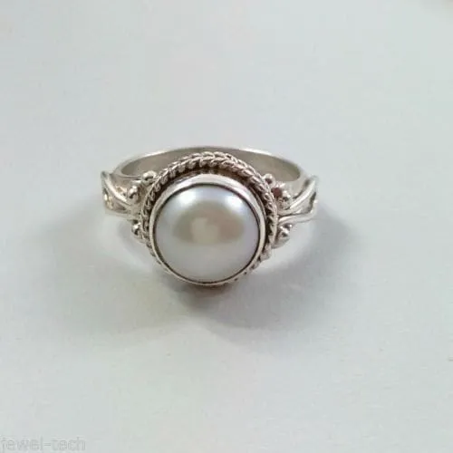 Genuine Fresh Water Pearl handmade Elegant Ring 925 Sterling Solid Silver Jewelry