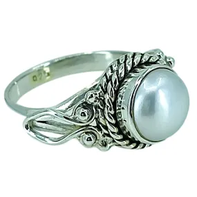 Genuine Fresh Water Pearl handmade Elegant Ring 925 Sterling Solid Silver Jewelry