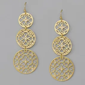 Gold Embellished Filigree Drop Earrings