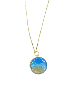 Gold Ocean Wave Resin Pendant Necklace