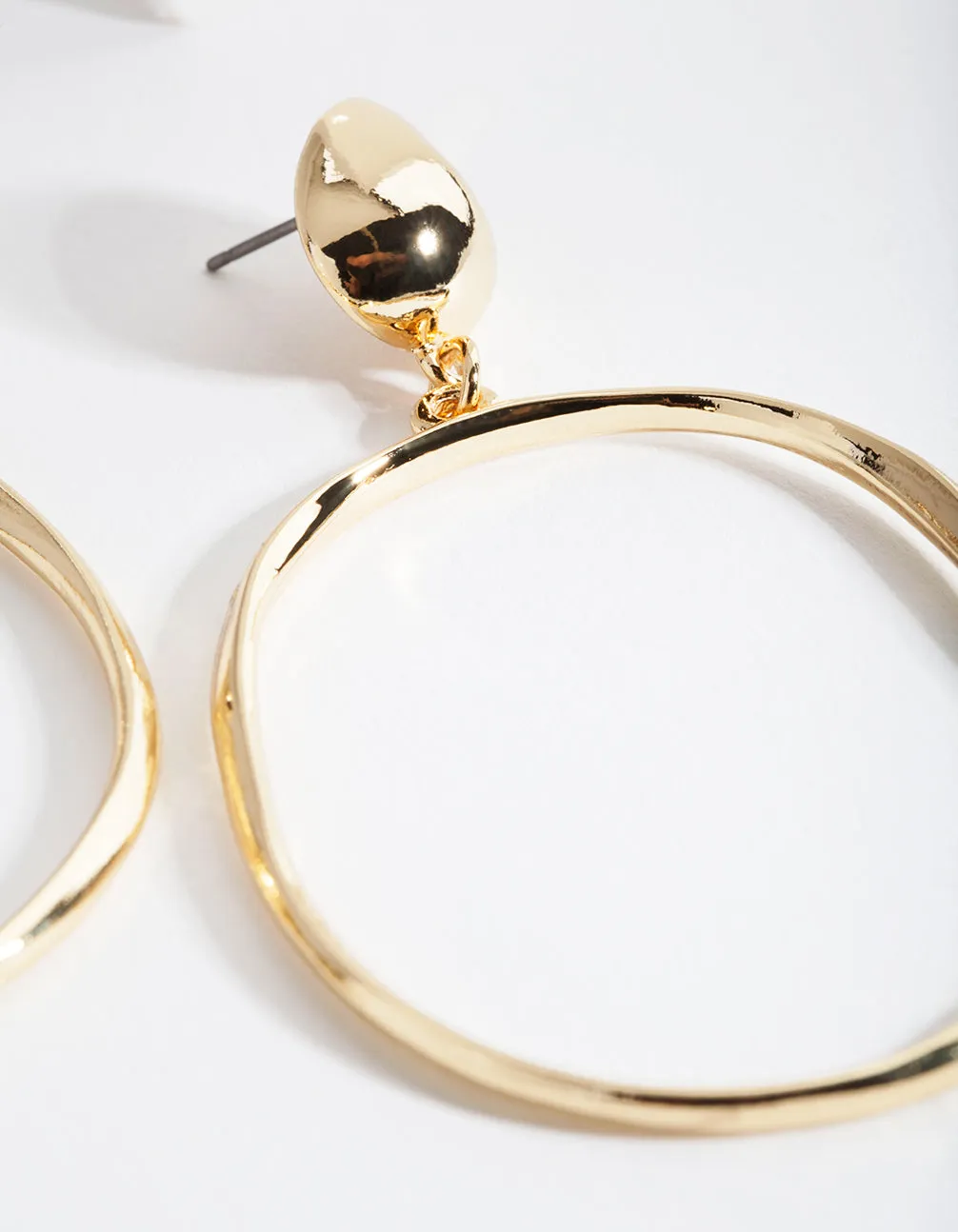 Gold Plated Door Knocker Circle Earrings