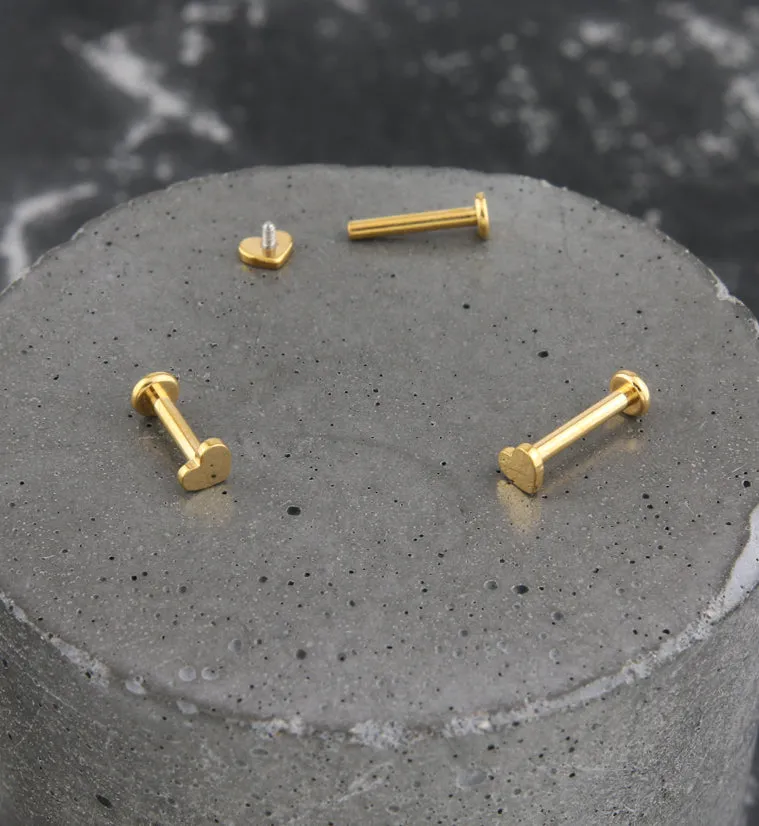 Gold PVD Heart Internally Threaded Titanium Labret