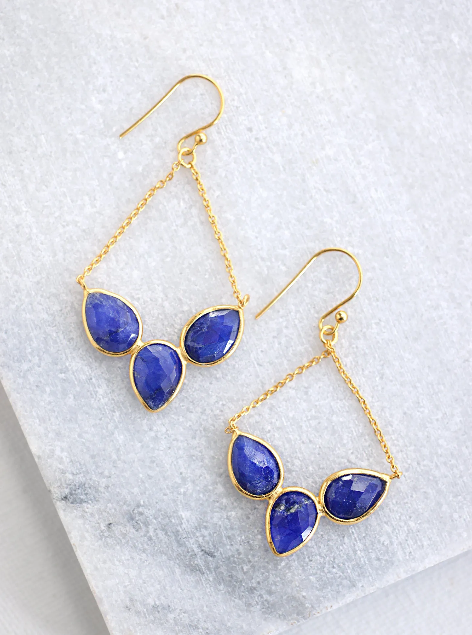 Gorgeous Fan Triple Stone Earring