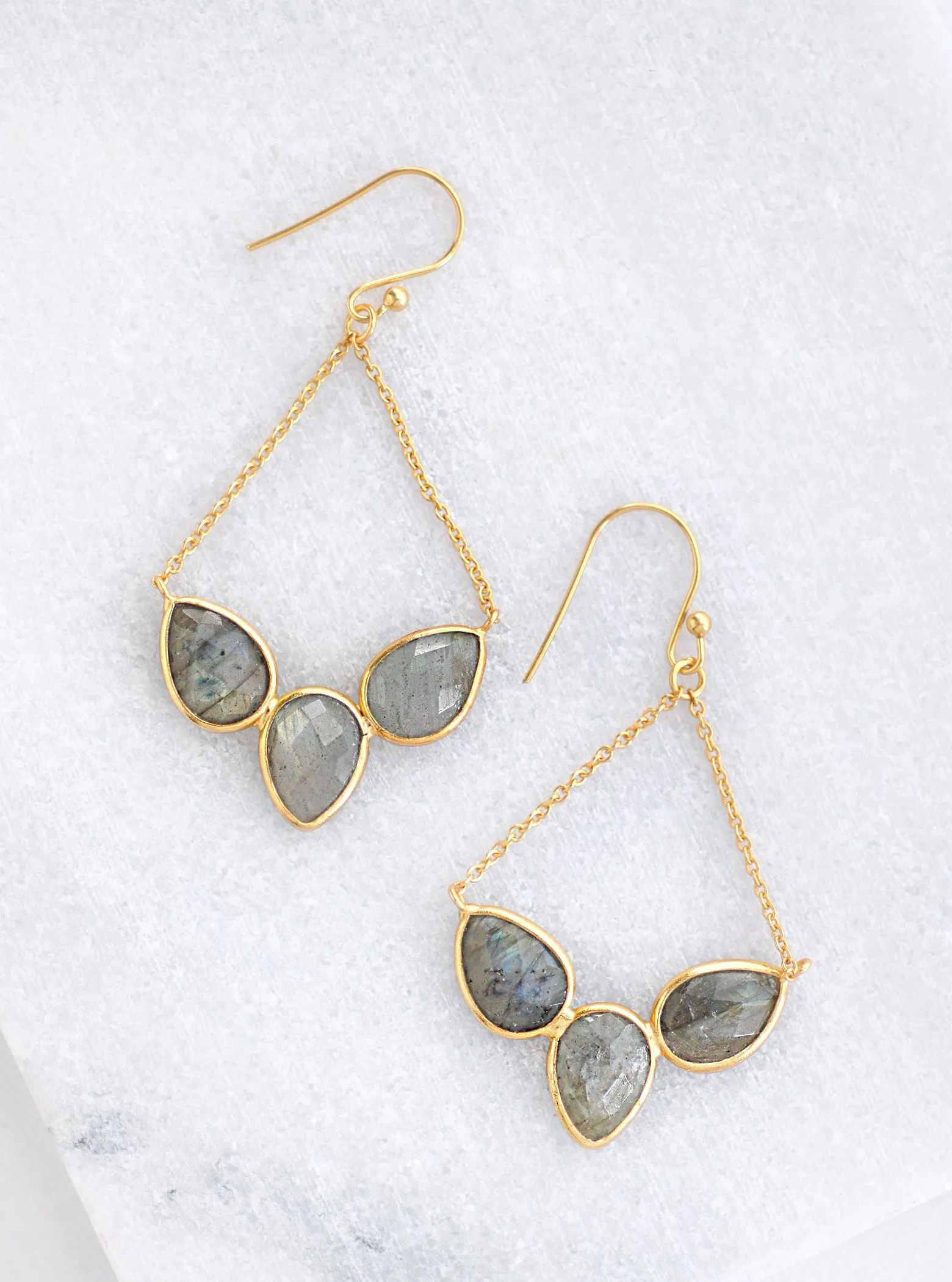 Gorgeous Fan Triple Stone Earring