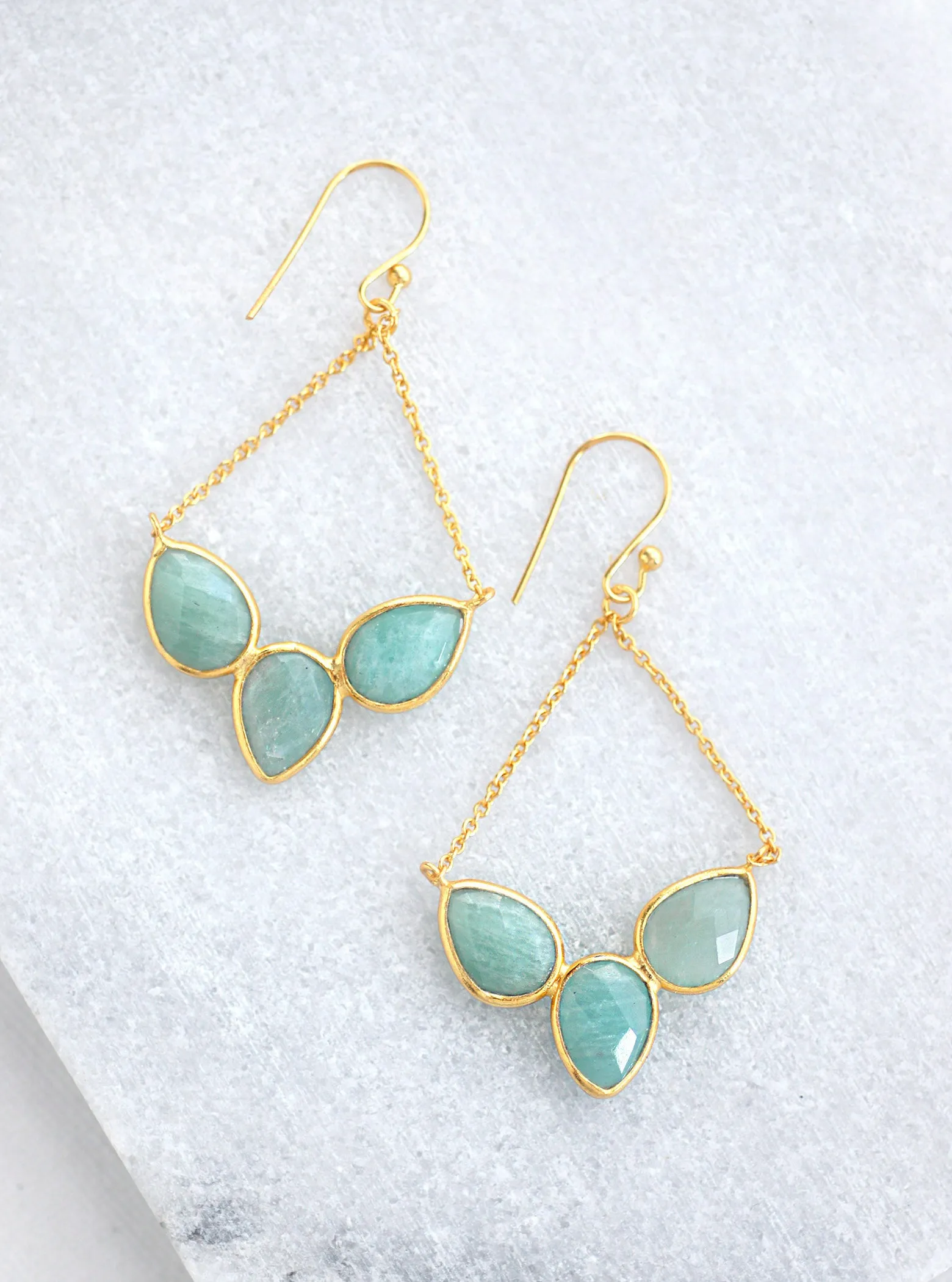 Gorgeous Fan Triple Stone Earring