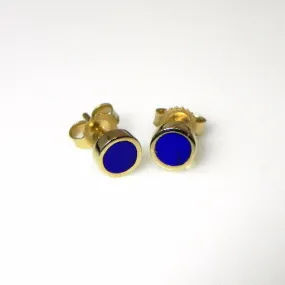 Handcrafted 14kt Gold Lapis Lazuli Stud Earrings