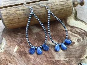 Handmade Kyanite Navajo Pearl Sterling Earrings