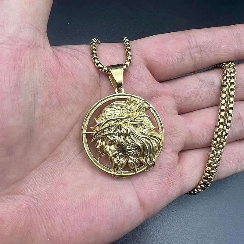 Hip Hop Polished Vacuum Gold Plated Jesus Pendant