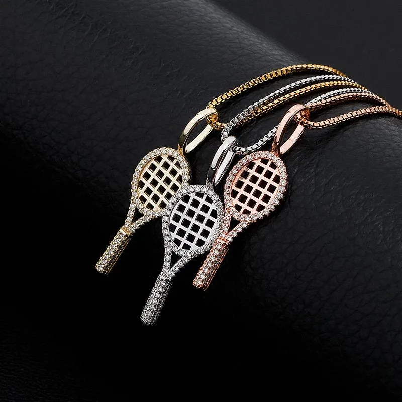 Iced Tennis racket pendant