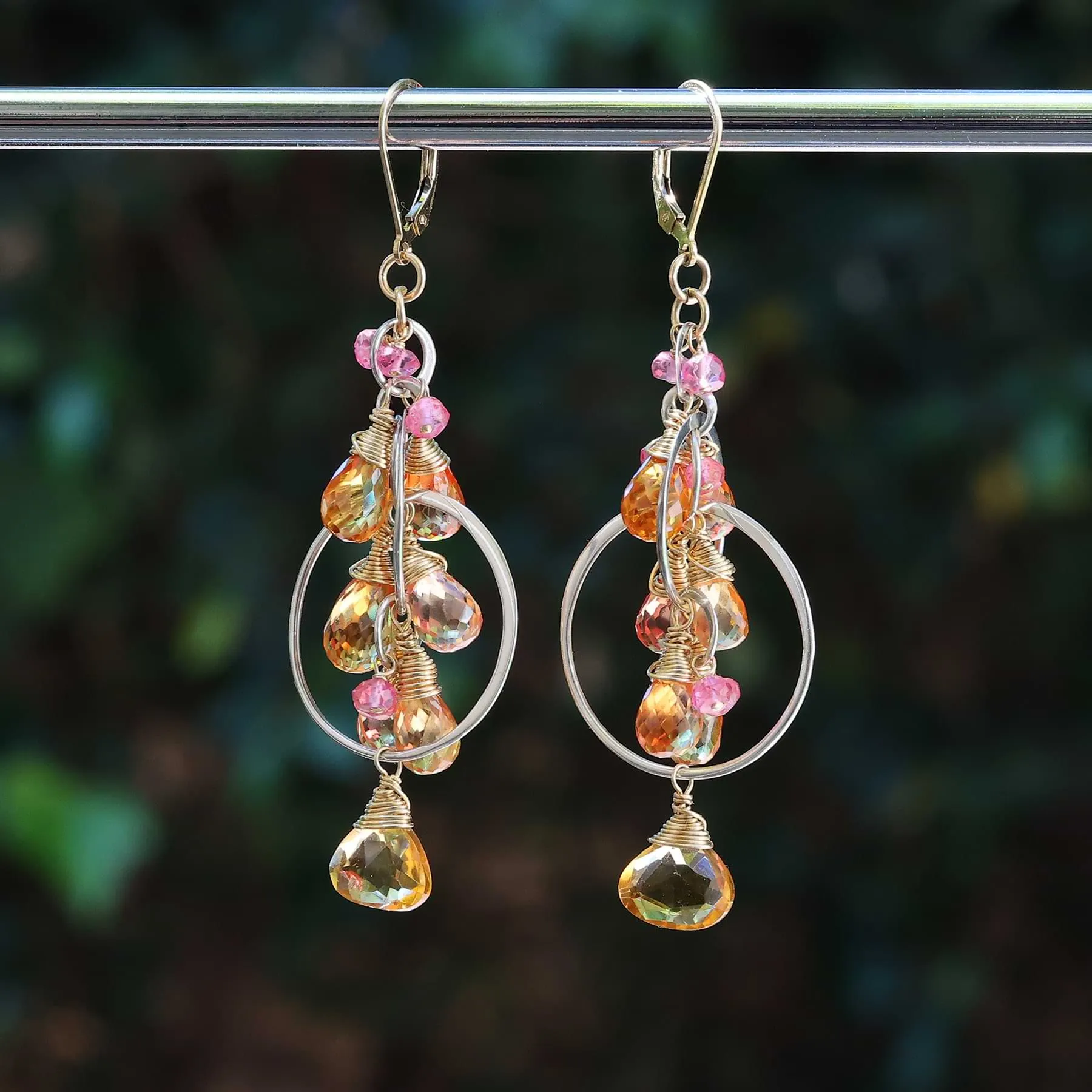 Icelandic Poppies - Padparadscha Sapphire Statement Earrings