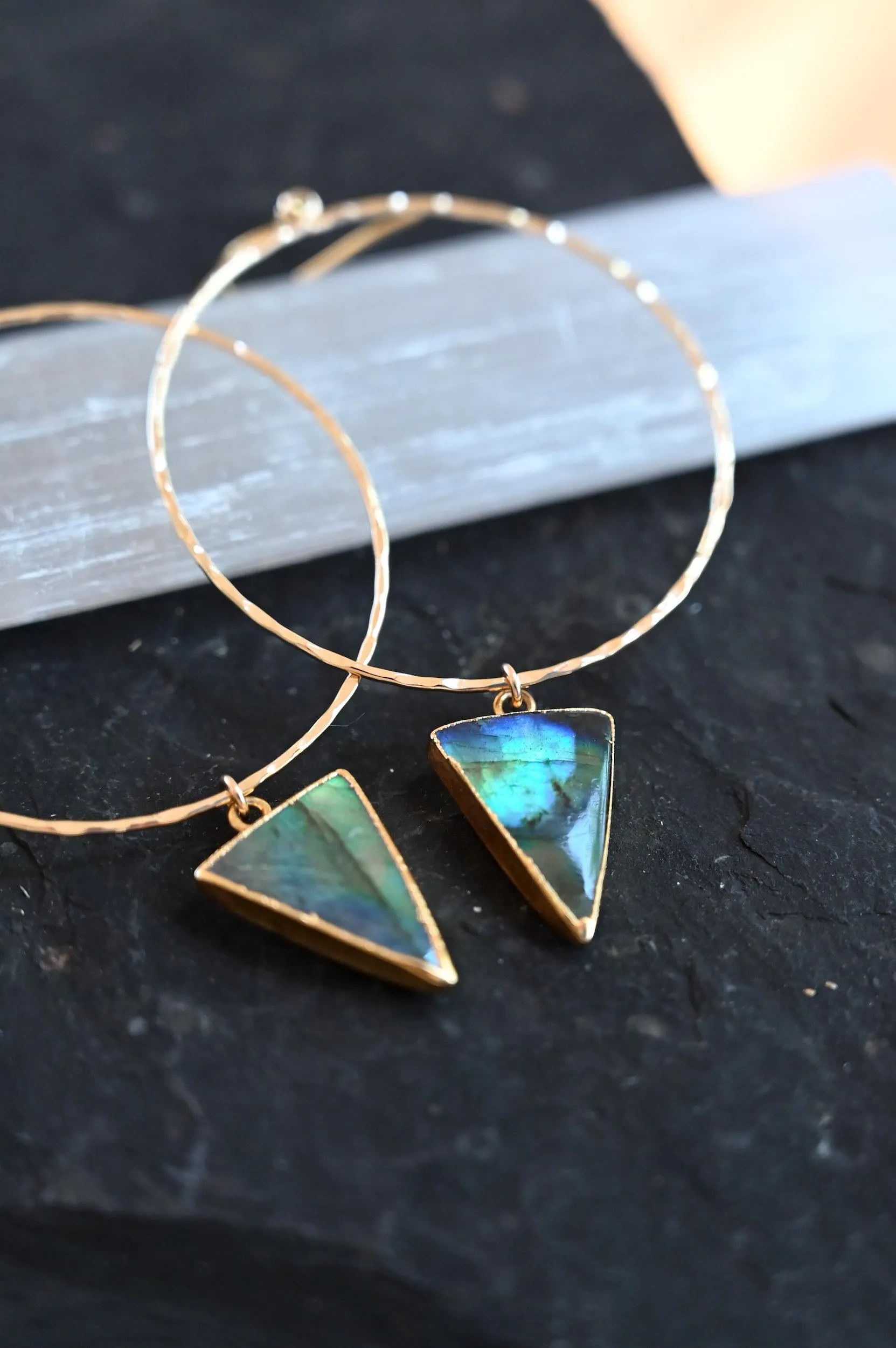 Intuition Labradorite Gold Hoops