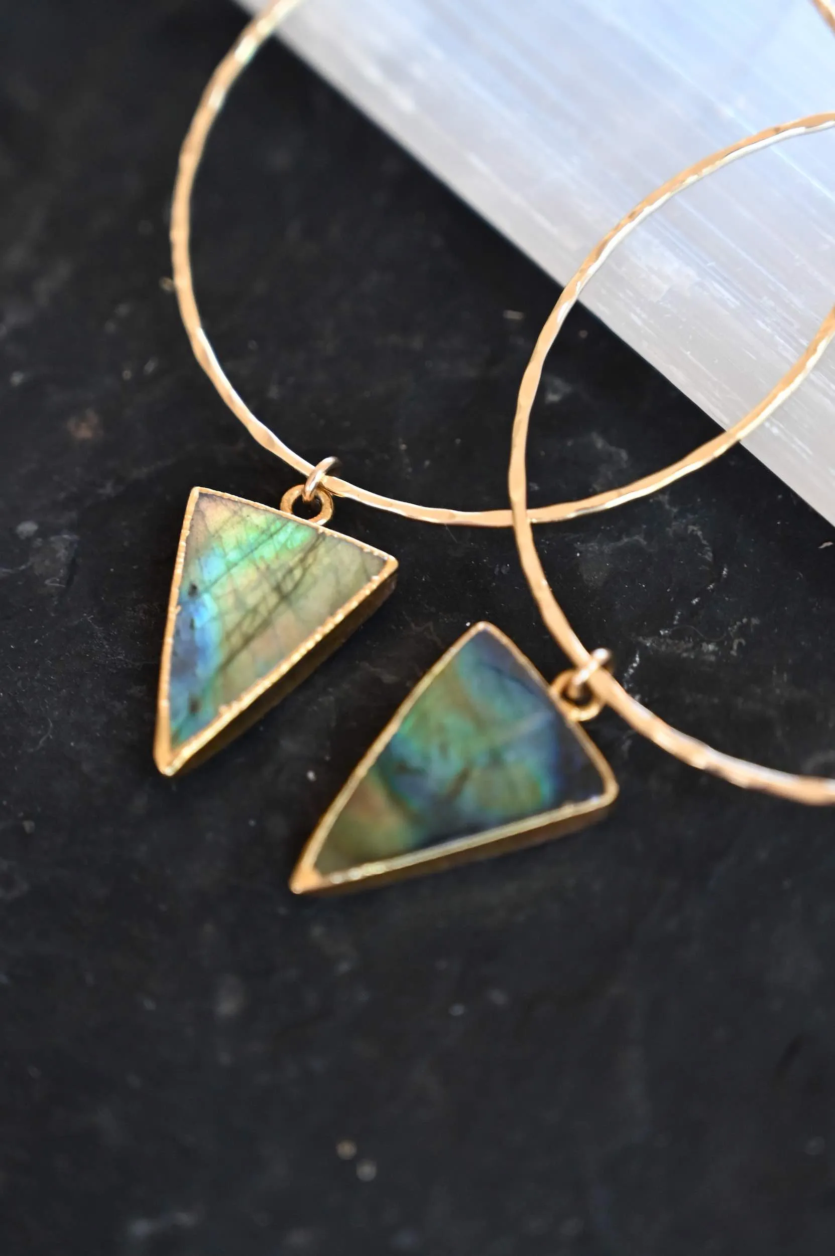 Intuition Labradorite Gold Hoops