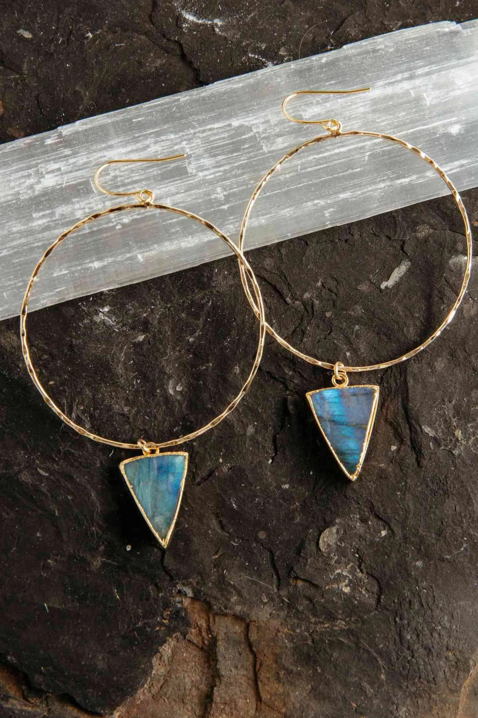 Intuition Labradorite Gold Hoops